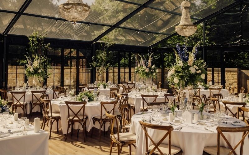 Tables inside the Orangery